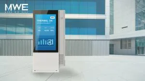 Outdoor MWE digital kiosk operating in a high-temperature environment