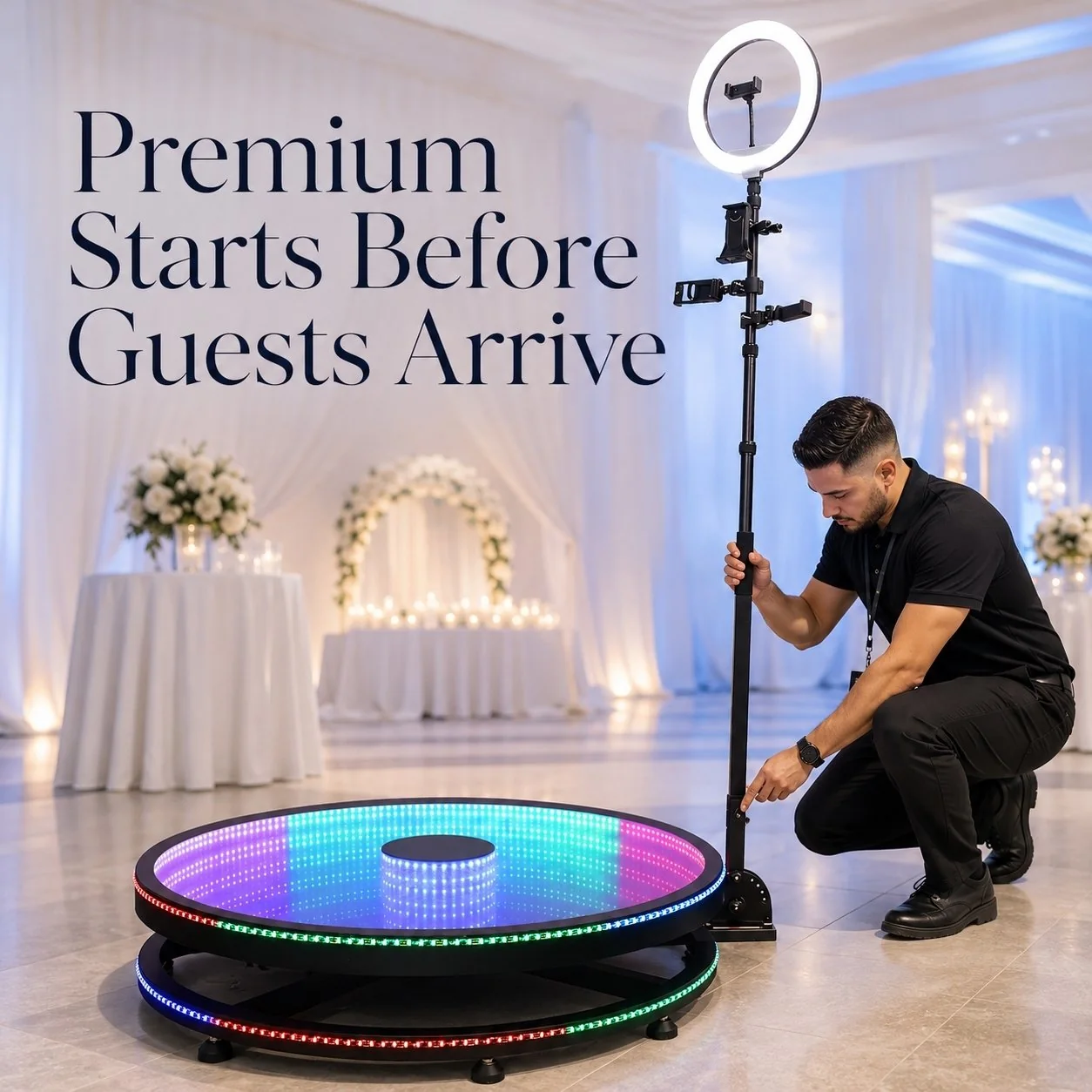 Photo booth setup prepared for a premium event