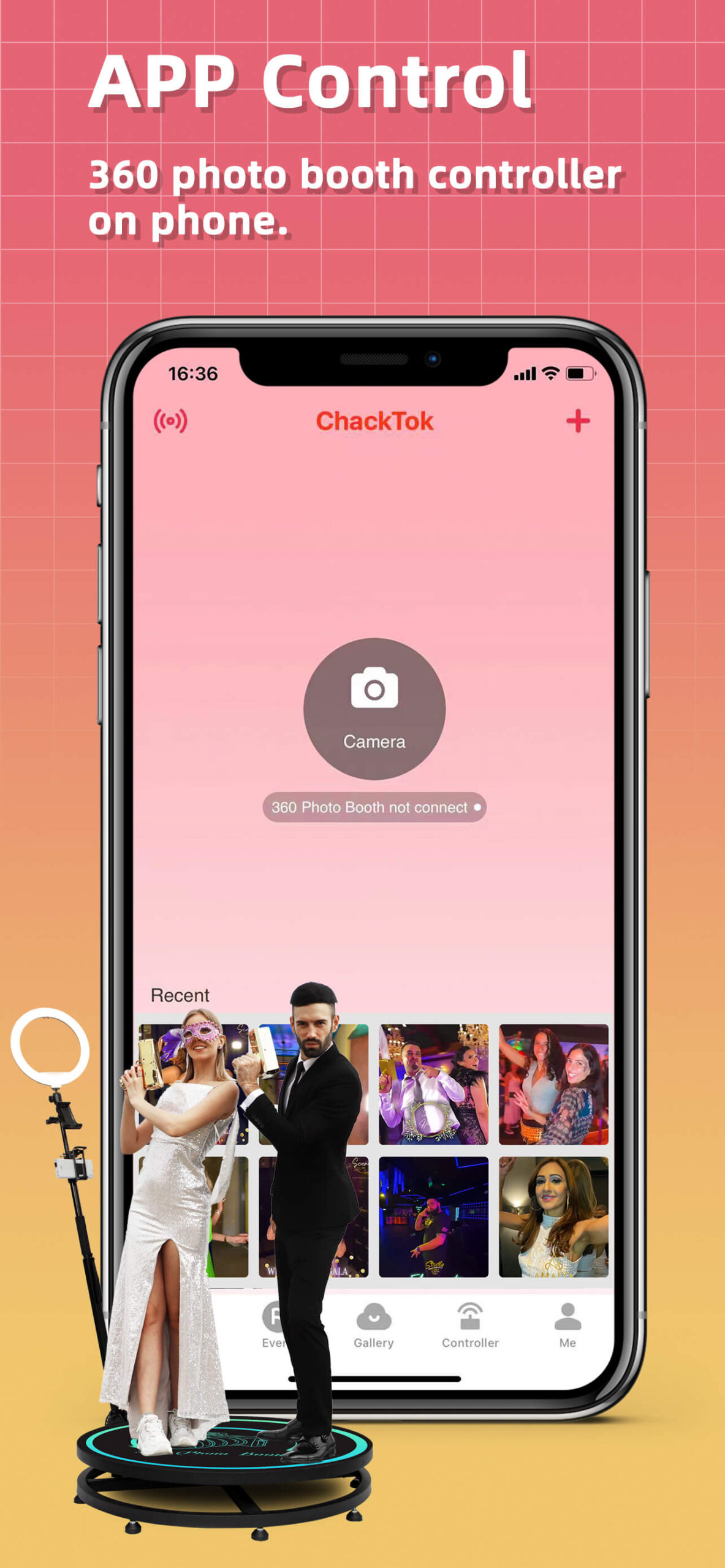 The ChackTok mobile interface showing interactive imaging controls.