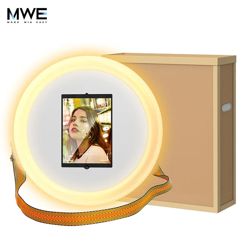 An MWE iPad Photo Booth with ring light and transport case.