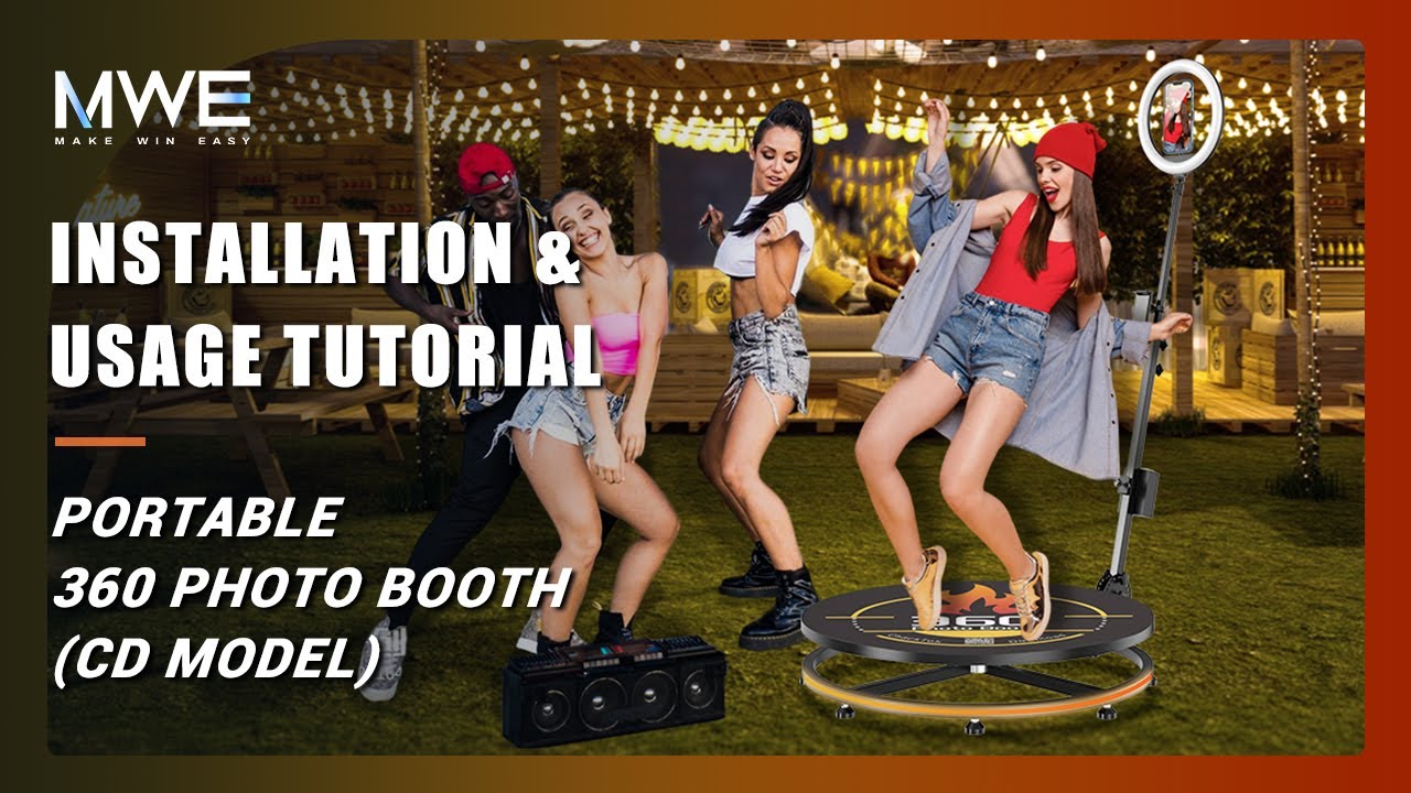 Guests use an MWE portable 360 Photo Booth at a live event.